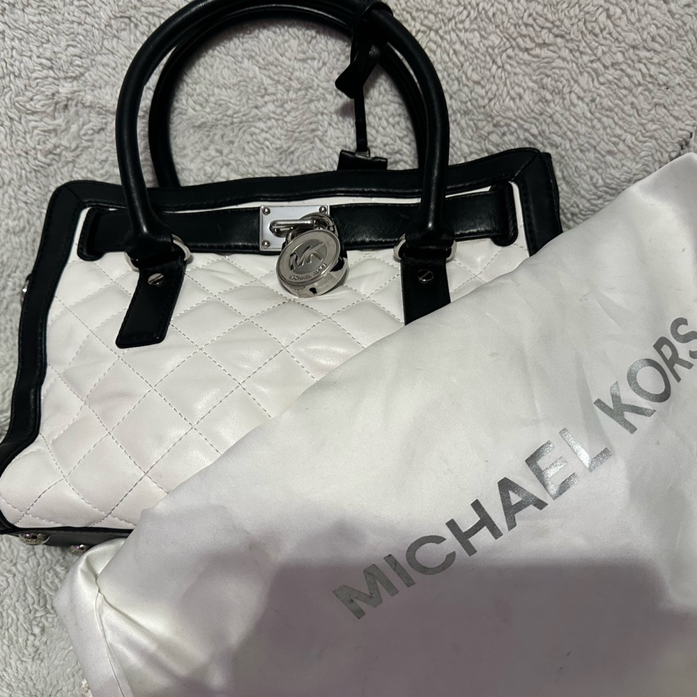 Michael Kors Black and White Quilted Handbag